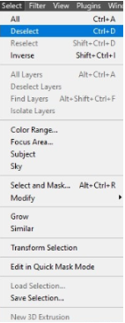 How to Deselect Using the Deselect Command in the Menu 